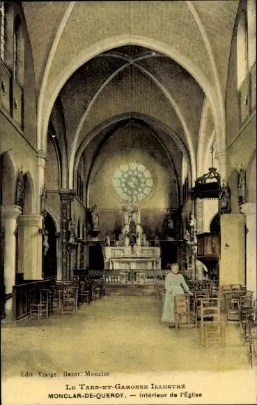 Ak Monclar de Quercy Tarn et Garonne, Interieur de l'Eglise