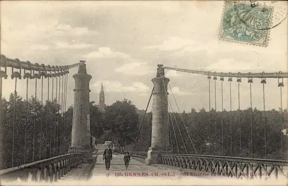 Ak Gennes Maine et Loire, St-Eusebe, Brücke