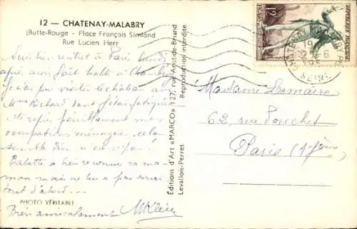 Ak Châtenay Malabry Hauts de Seine, Robinson Aulnay, Place Francois Simland, Rue Lucien Herr