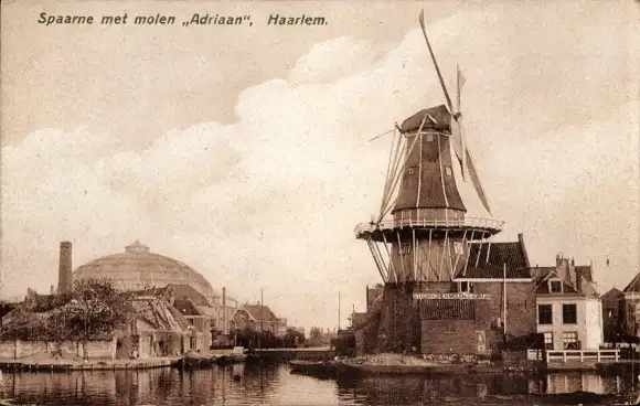Ak Haarlem Nordholland, Spaarne, Molen Adriaan
