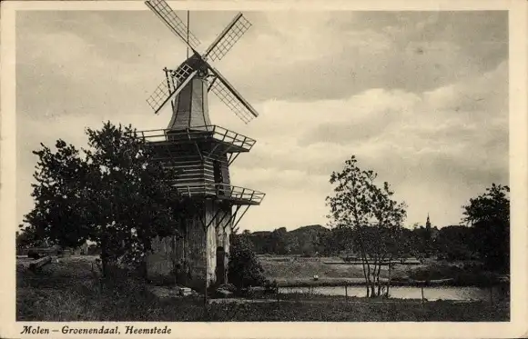 Ak Heemstede Nordholland, Groenendaal, Molen