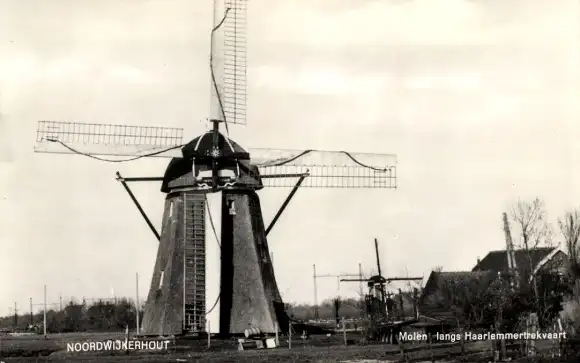 Ak Noordwijkerhout Noordwijk Südholland, Windmühlen, Haarlemmertrekvaart