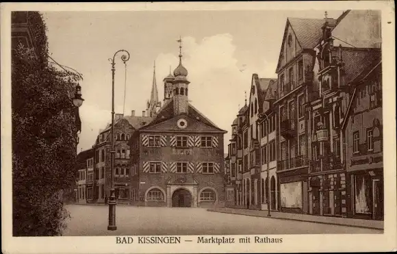 Ak Bad Kissingen, Marktplatz mit Rathaus und Geschäft