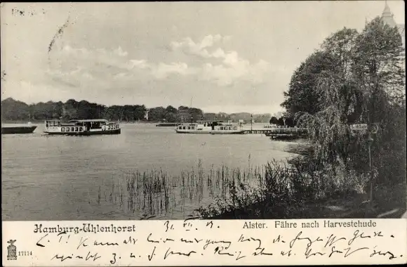 Ak Hamburg Nord Uhlenhorst, Alster, Fähre nach Harvestehude