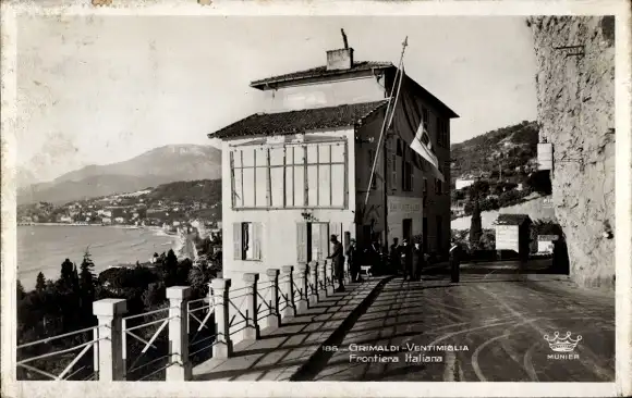 Ak Grimaldi di Ventimiglia Liguria, italiensche Grenze, Grenzposten
