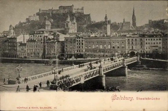 Ak Salzburg in Österreich, Staatsbrücke