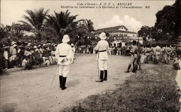 Ak Abidjan Côte d'Ivoire, Empfang des Gouverneurs in der Residenz des Administrators