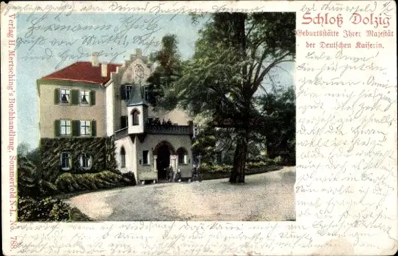 Ak Dolzig in Ostbrandenburg, Schloss, Geburtsstätte der Deutschen Kaiserin