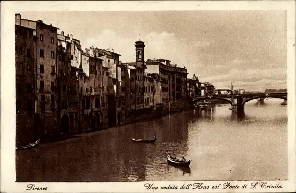Ak Firenze Florenz Toscana, Blick auf den Arno mit der Ponte a S. Trinita