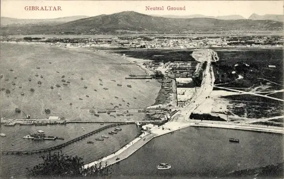 Ak Gibraltar, neutraler Grund, Luftbild