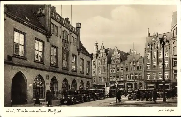 Ak Kiel, Markt mit altem Rathaus