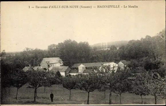 Ak Hainneville Ailly su Noye environs Somme, Le Moulin, Blick zur Mühle