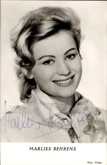 Ak Schauspielerin Marlies Behrens, Portrait, Autogramm