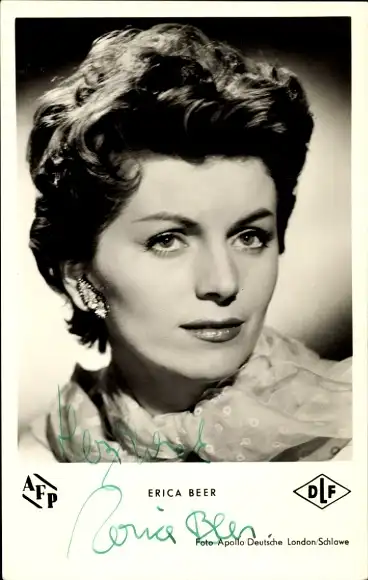 Ak Schauspielerin Erica Beer, DLF, AFP, Portrait, Autogramm