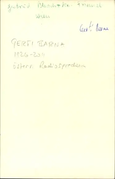 Ak Schauspielerin Gerti Barna, Portrait, Autogramm