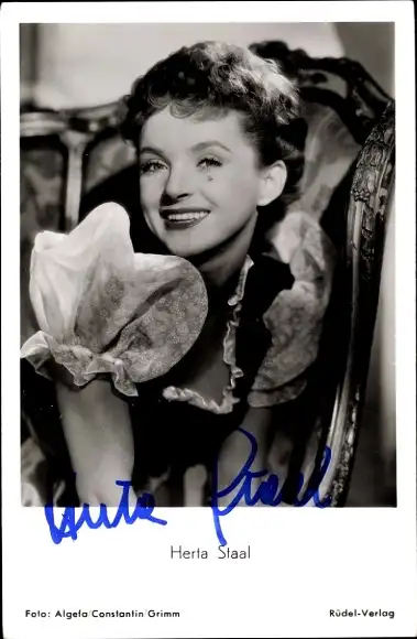 Ak Schauspielerin Herta Staal, Portrait, Bezauberndes Fräulein, Autogramm