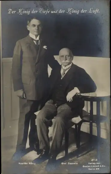 Ak Der König der Tiefe und der König der Luft, Kapitän König, Graf Zeppelin, Liersch 4114
