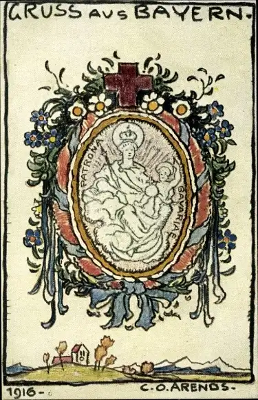 Künstler Ak Arends, Gruß aus Bayern, Vaterlandsdank, Kriegshilfe, I WK