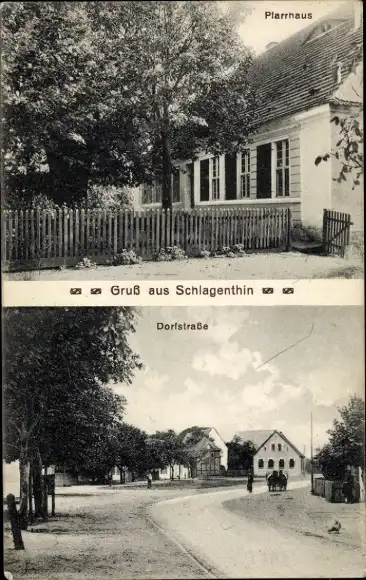 Ak Schlagenthin im Jerichower Land, Pfarrhaus, Dorfstraße