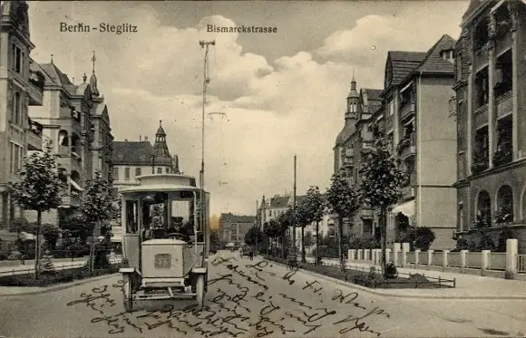 Ak Berlin Steglitz, Bismarckstraße, Autobus