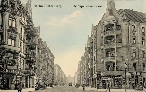 Ak Berlin Lichtenberg, Kronprinzenstraße, Geschäft Bergschloss, Zigarrengeschäft