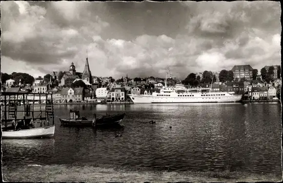 Ak Flensburg in Schleswig Holstein, MS Wappen von Hamburg im Hafen