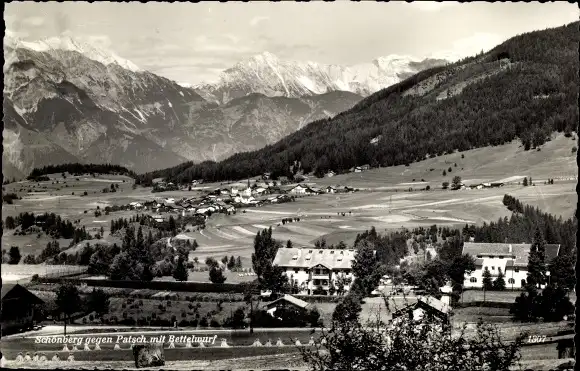Ak Schönberg im Stubaital Tirol, Gesamtansicht gegen Patsch mit Bettelwurf
