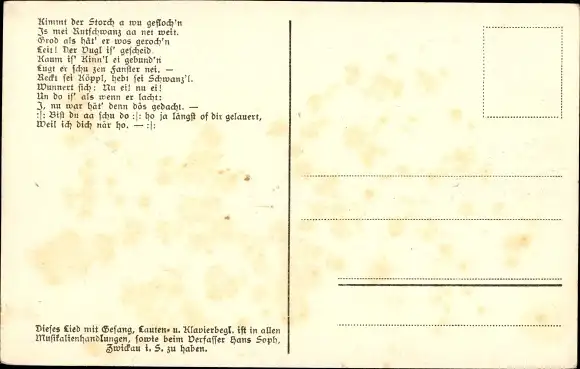 Lied Ak Soph, Hans, Erzgebirgische Mundart No. 5, Der Rutschwanz