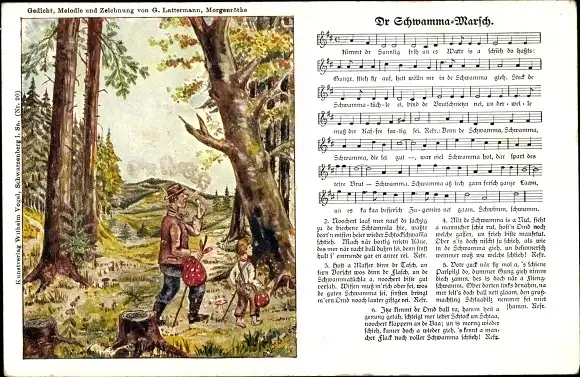 Lied Künstler Ak Lattermann, G., Dr Schwamma Marsch, Pilzsucher, Wilhelm Vogel Nr. 114