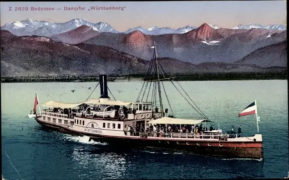 Ak Bodensee, Salondampfer Württemberg in Fahrt, Ansicht Steuerbord