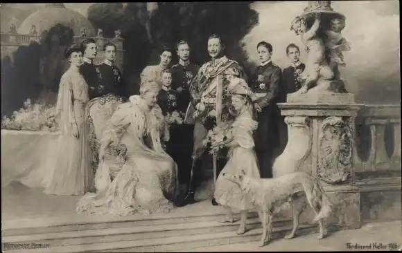 Ak Keller, Ferdinand, Deutsches Kaiserhaus unter Kaiser Wilhelm II., Windhund