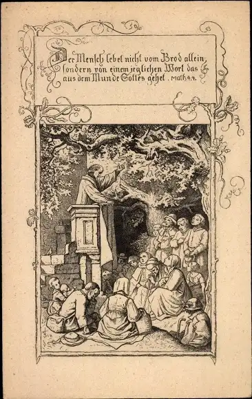 Künstler Ak Richter, Ludwig, Math. 4 4, Der Mensch lebt nicht von Brot allein