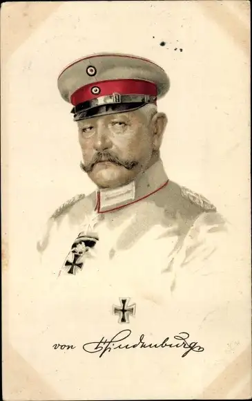 Künstler Ak Generalfeldmarschall Paul von Hindenburg, Portrait, Eisernes Kreuz