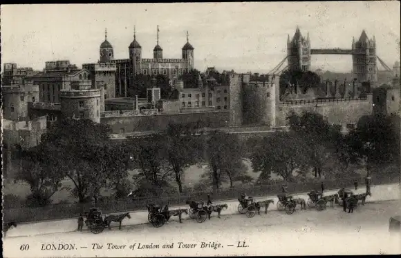 Ak London City England, Tower of London, Tower Bridge
