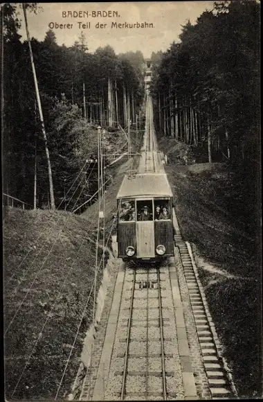 Ak Baden Baden am Schwarzwald, Merkurbahn, oberer Teil