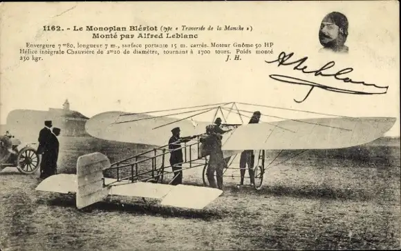 Ak Blériot-Eindecker, geflogen von Alfred Leblanc, Flieger
