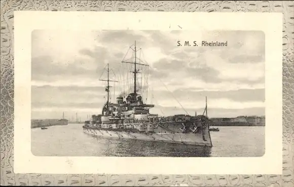 Passepartout Ak Deutsches Kriegsschiff, SMS Rheinland, Kaiserliche Marine