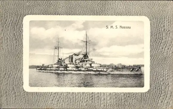 Passepartout Ak Deutsches Kriegsschiff, SMS Nassau, Kaiserliche Marine