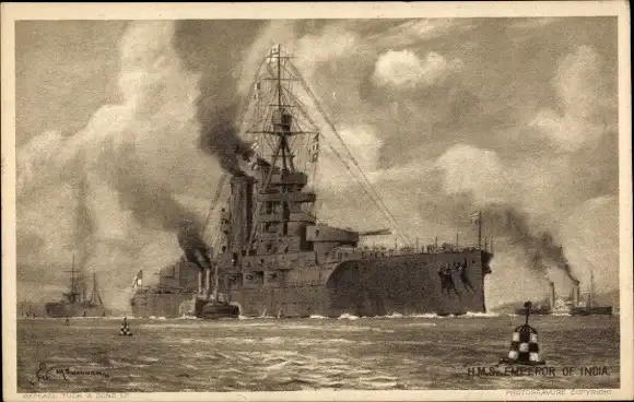 Künstler Ak Britisches Kriegsschiff HMS Emperor of India, Dreadnought