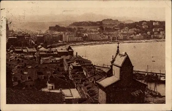 Ak Donostia San Sebastian Baskenland, Vista Parcial desde el Monte Urgull