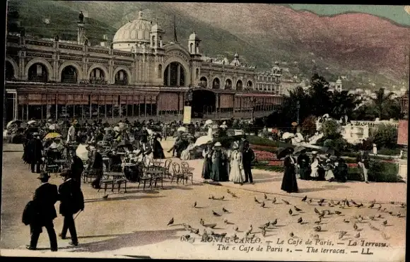 Ak Monte-Carlo Monaco, Café de Paris, Tauben, Terrasse
