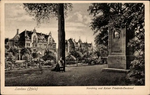 Ak Landau in der Pfalz, Nordring, Kaiser Friedrich-Denkmal