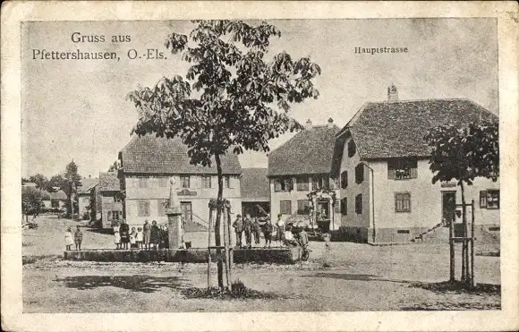 Ak Pfettershausen Haut Rhin Elsass, Hauptstraße