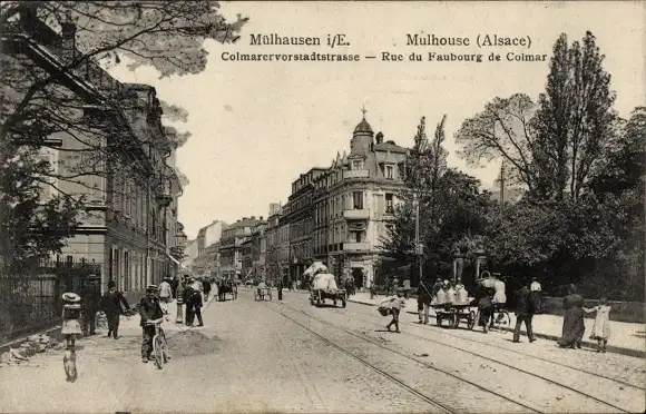 Ak Mulhouse Mülhausen Elsass Haut Rhin, Colmarervorstadtstraße