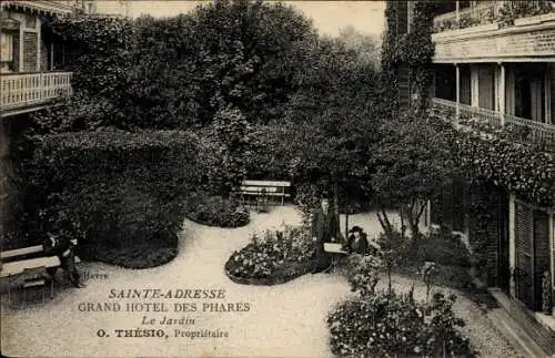 Ak Sainte Adresse Seine Maritime, Grand Hotel des Phares, Le Jardin