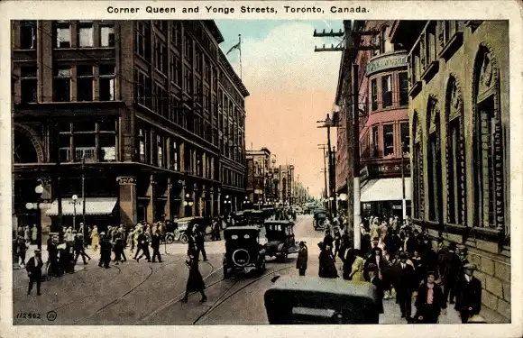 Ak Toronto Ontario Kanada, Corner Queen, Yonge Streets