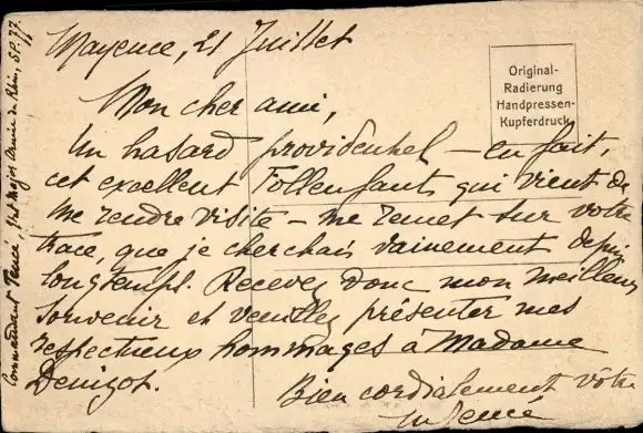 Künstler Ak Mainz am Rhein, Rheinbrücke