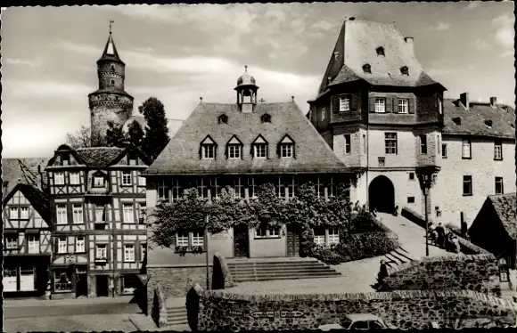 Ak Idstein im Taunus Hessen, Rathaus, Hexenturm