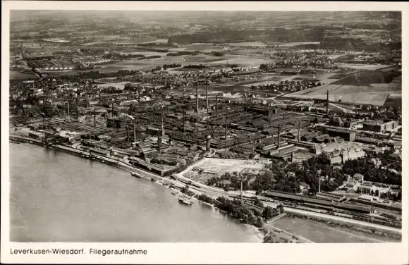 Ak Wiesdorf Leverkusen am Rhein, Fliegeraufnahme
