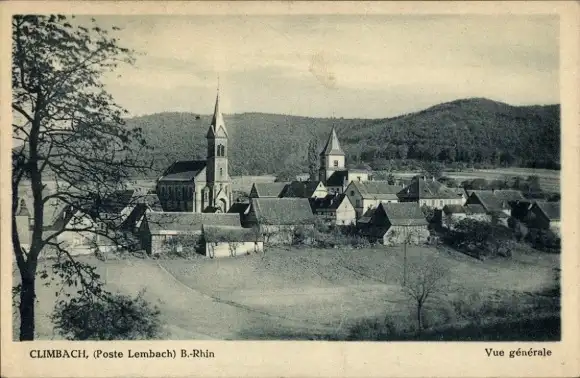 Ak Climbach Klimbach Elsass Bas Rhin, Ortsansicht mit Kirche